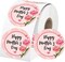 500 Pcs Happy Mother's Day Heart Stickers - 2 Inch Large Floral Gift Labels - Self-Adhesive Heart-Shaped Seals for Envelopes, Gift Wrap, and Party Favors